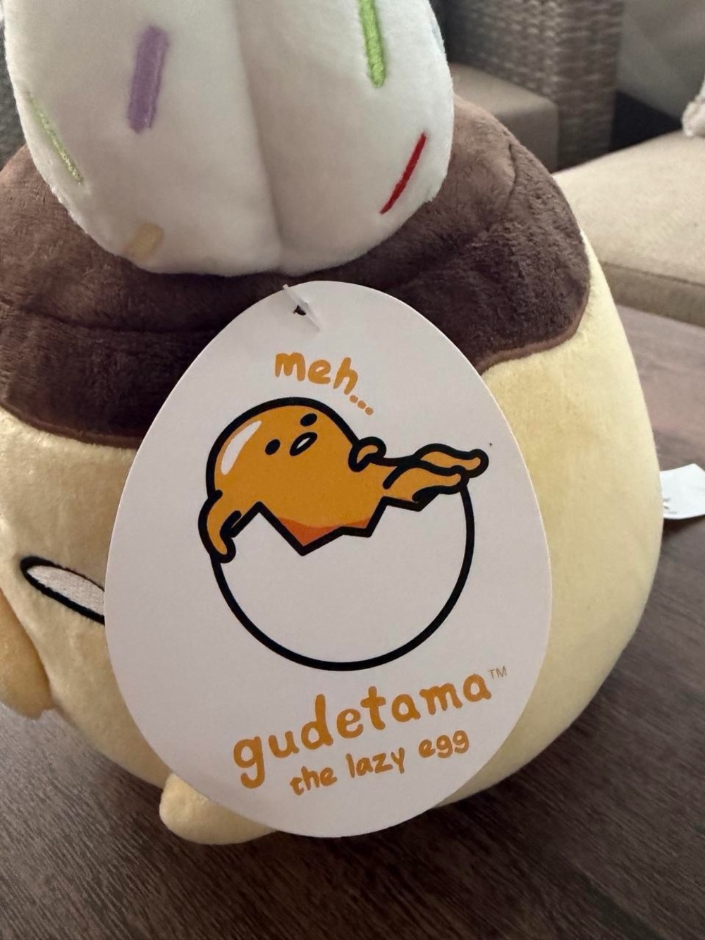 GUND Sanrio Gudetama The Lazy Egg Stuffed Animal, Flan Gudetama Plush Toy - Picture 4 of 7